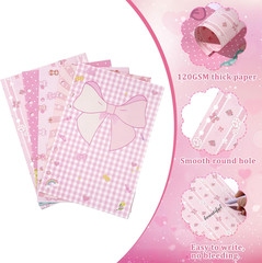 100 Sheets Pink Bow A5 Planner Inserts – 120GSM Thick Bowknot Refill Papers for