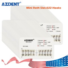 50 kits AZDENT Dental Orthodontics Brackets Brace Mini Roth Slot.022 Hooks 3-4-5