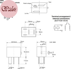 Relay G8HL-H71 (Pack of 4), Automotive Relay 12VDC 39794-SDA-A03 39794-SDA-A05 –