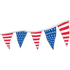 Americana Red White & Blue Pennants 100′ String