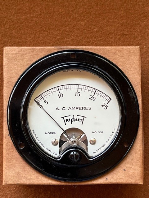 VTG TripletT 0-25 Amp, AC Ammeter Panel Gauge Triplet 331