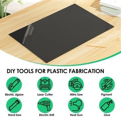 ABS Plastic Sheet 1/8 Inch Thick (3mm) – 12″ x 8″, Black Waterproof Rigid Ther