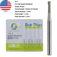 Wave Dental Carbide Burs Round For High Speed Handpiece FG 1/4 1/2 2 4 6 8 Prima