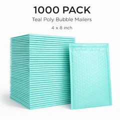 Teal Poly Bubble Mailers #000 4×8 — 1000 Pack Padded Peel & Seal Shipping Bags