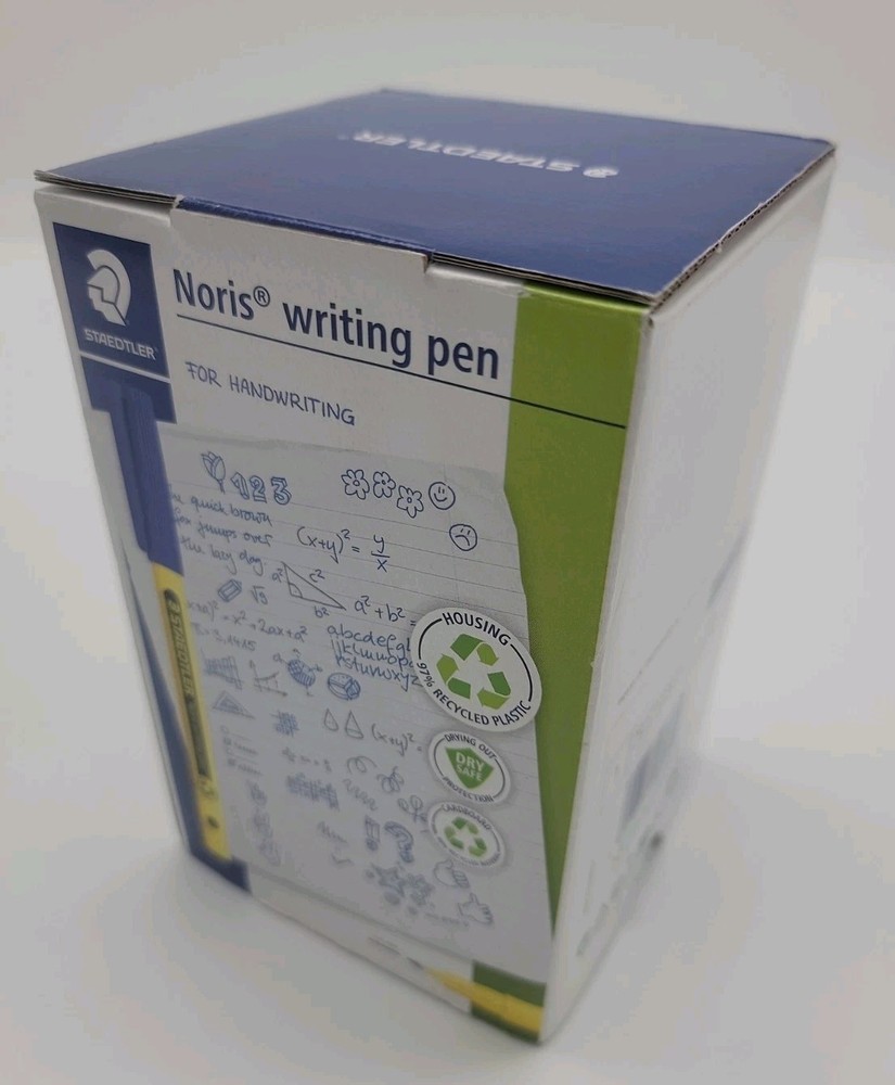 Box of 50 STAEDTLER Noris Writing Pen Fineliner 0.6mm Tip, Blue, Water Based NEW