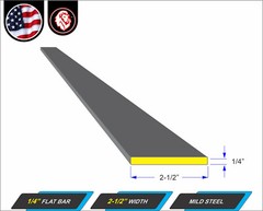 1/4″ x 2-1/2″ Steel Flat Bar – Flat Metal Stock – Mild Steel – 12″ Long