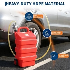 16 Gallon Portable Fuel Tank W/Manual Pump,10ft Hose Gas Caddy For Lawn Mowers