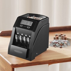 VEVOR USD Coin Sorter with LCD Screen Display Holds up to 200 Coins 4 Coin Tubes