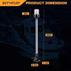24 Inches Stern Light Boat Anchor Light LED, Marine Navigation Lgihts Waterpr…