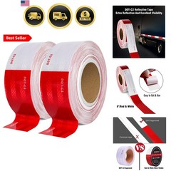 DOT-C2 Reflective Safety Tape 2 Inch x 200 Feet Red/White Conspicuity Tape fo…
