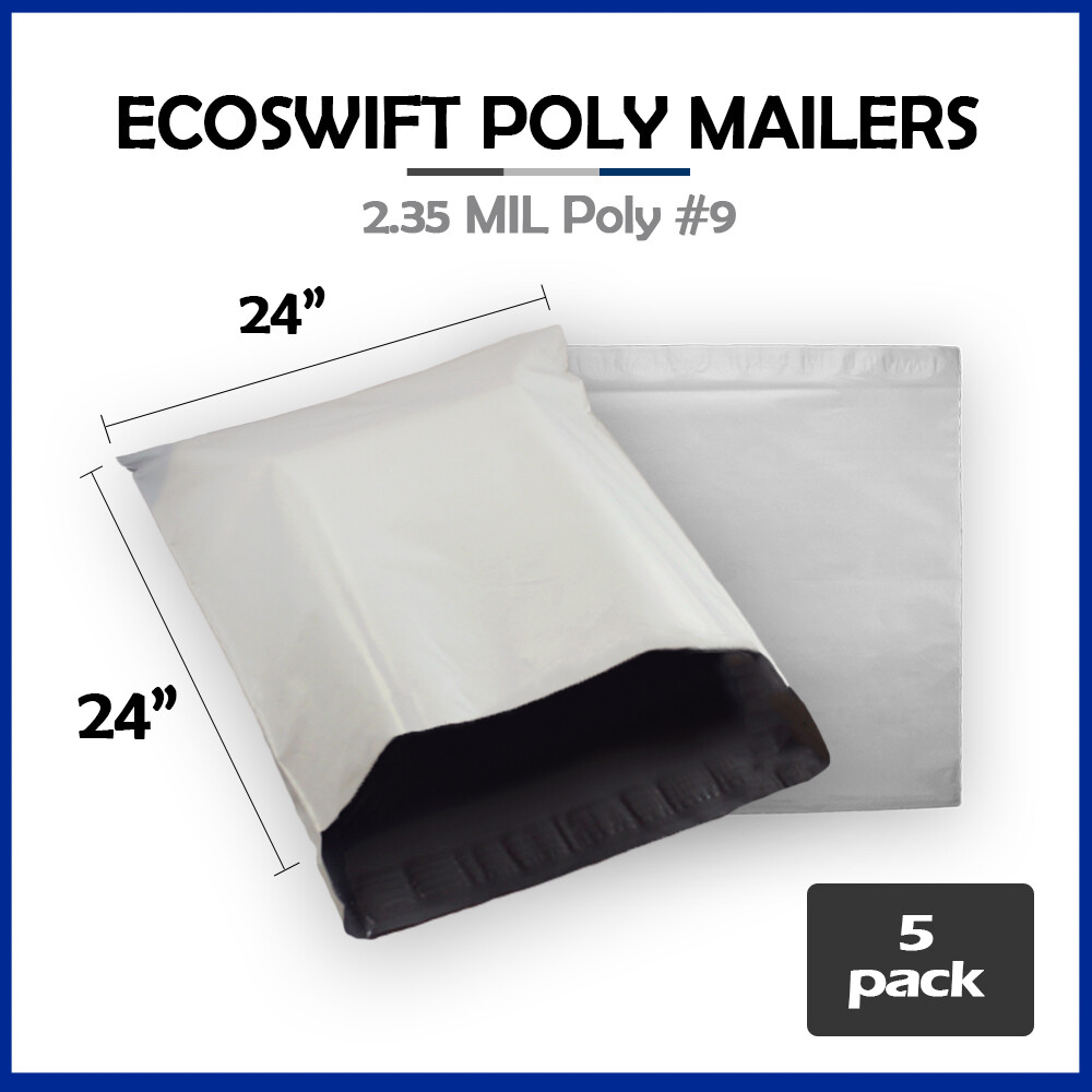 5 24×24 EcoSwift Poly Mailers LARGE Plastic Envelopes Shipping Bags 2.35MIL