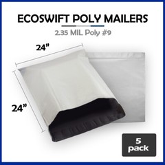 5 24×24 EcoSwift Poly Mailers LARGE Plastic Envelopes Shipping Bags 2.35MIL