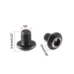100pack M3x4mm Thread 10.9 Alloy Steel Button Head Hex Socket Cap Screw Bolt