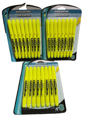 LOT OF 3 Promarx Glowline Highlighters, 8 ct/Pack Classic Yellow Highlighters