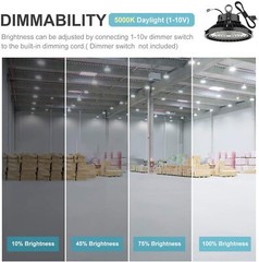 8Pack ETL UFO LED High Bay Light 150W 5000K Dimmable IP65 for Warehouse Gym Shop