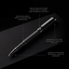 Rollerball Pen All Black Luxury Metal Schmidt Ink Refill Scriveiner Stunning