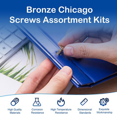 130Sets Chicago Screws Kit, Bronze Screw Rivets, 8 Sizes Carbon Steel Binding Sc