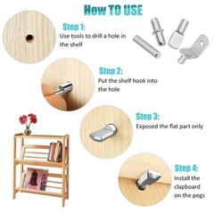 104Pcs Shelf Pins Kit,4 Styles Nickel Plated Shelf Support Pegs,Bookshelf Peg…