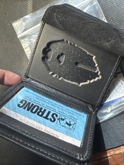 Strong Leather Co. Deluxe Single ID Badge Wallet. With Card Holders Shape # 010
