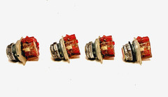 SQUARED D PUSH BUTTON TYPE: 9001, TYPE: KA-3 SER:J, RED (LOT OF 4)