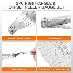 2Pcs Stainless Steel Feeler Gauge Set,32 Straight Blades Feeler Gauge16 Piece…