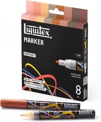 Acrylic Paint Markers, Set of 8, Portrait Colors, 2mm Nibs