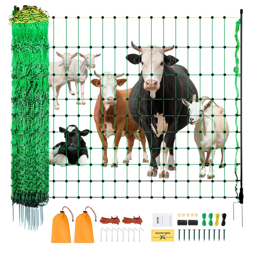 VEVOR Electric Fence Netting 50″H x 164’L Portable Livestock Net Mesh Fence Post