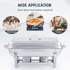 9.5 QT 6 PACK CATERING STAINLESS STEEL BUFFET CHAFER CHAFING DISH SETS FULL SIZE