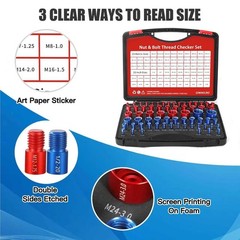 Nut and Bolt Thread Checker – 66 PCS Nut and Bolt Gauges Individually Housed …