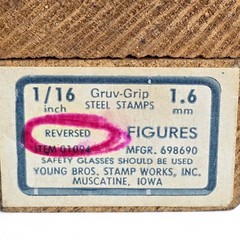 Vintage YOUNG BROS 1/16” REVERSED Steel Stamp Set Letters & Numbers (A-Z & 0-9)