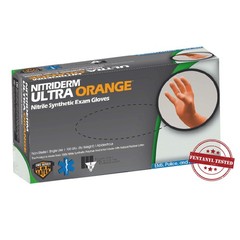 NitriDerm Ultra Orange Nitrile Exam Glove Standard Cuff Length SMALL 100 per Box