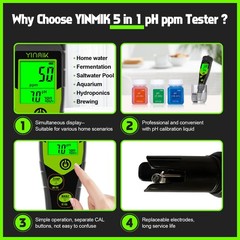 Pool Salt Tester, Digital 5 in 1 pH TDS EC Salinity Meter with Calibration…