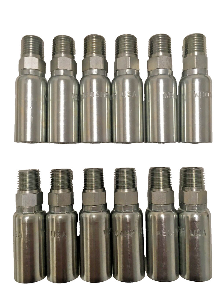 (12) 1/4 hose x 1/4 Male NPT Hydraulic Hose Fittings *Made in USA* HY/U Style
