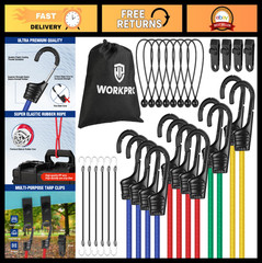Heavy Duty Bungee Cords Set – 30PCS Assorted Lengths with Hooks & Storage Bag