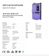 ODP-2-64150-3HF42-MN – Invertek VFD – 150HP 180A 380V-480V 3Ph/3Ph – VFDexchange