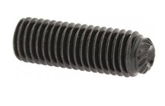UNBRAKO Set Screw: 1/4-28, 3/16″ Overall Length, Knurled Cup Point, Alloy Steel,