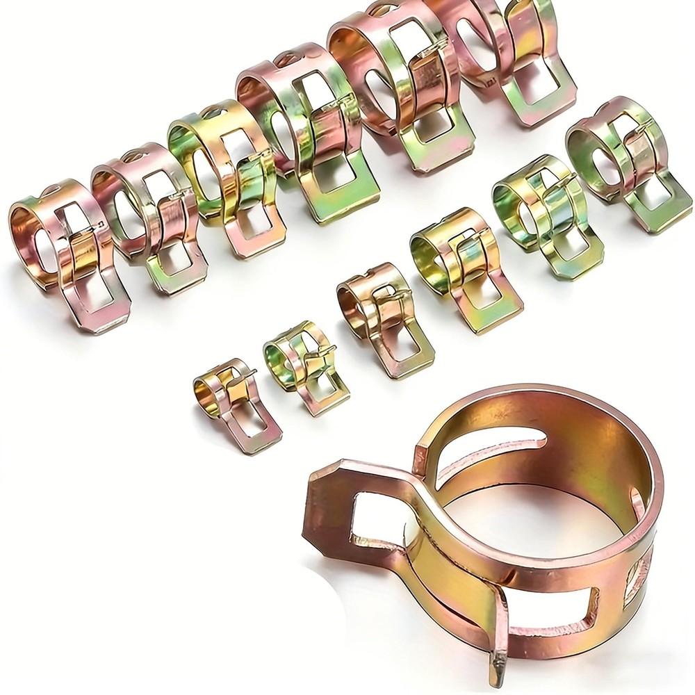 32Pcs Spring Hose Clamps Assortment Kit, 304 Stainless Steel & Copper Gold