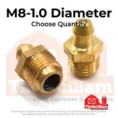 M8-1.0 Zerks Grease Fitting Straight Hydraulic Brass (Choose Quantity)
