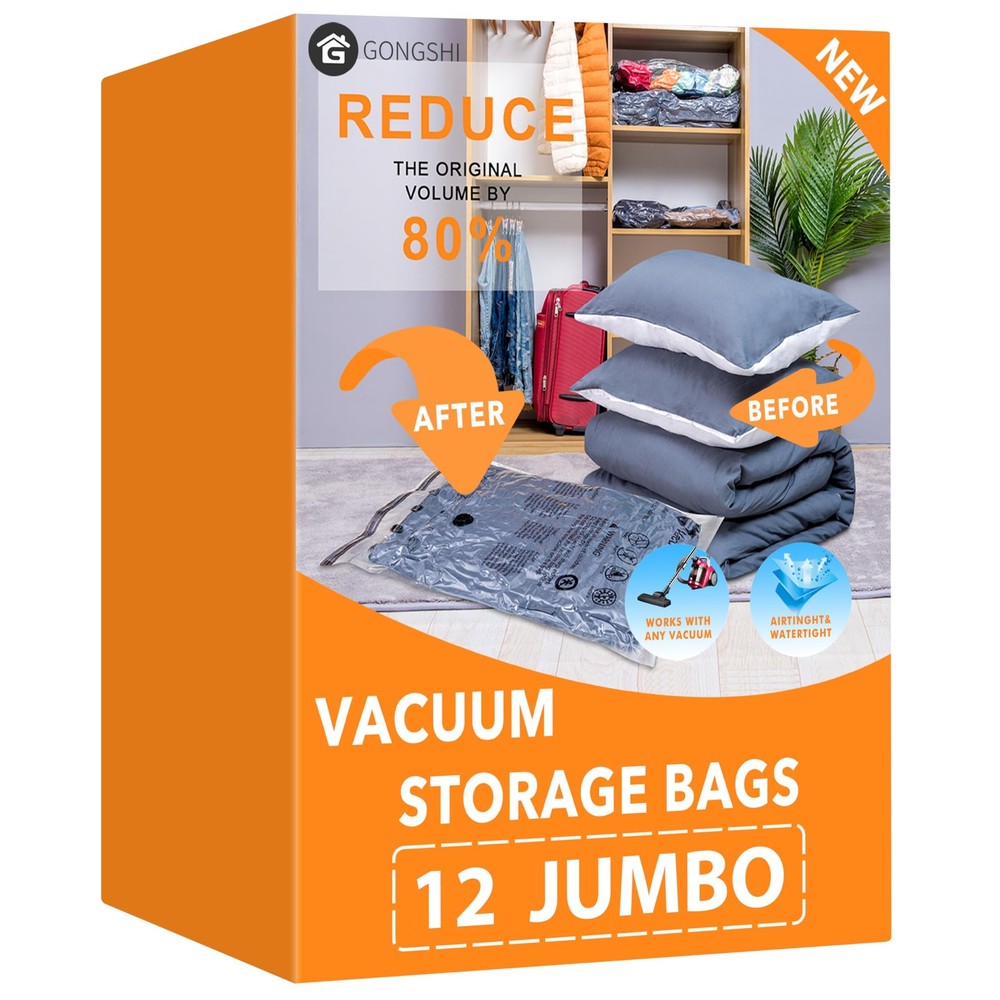 Vacuum Storage Bags Jumbo 12 x Jumbo,Plastic Packaging Bags,Space Saver Sealer