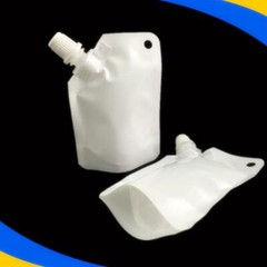 Clear & White Drink Wine Beverage Pouch Packaging Bags (Comes With 1 Funnel)