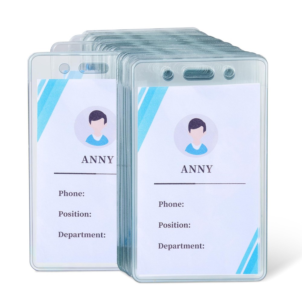 Amazon Basics Vertical Clear Plastic ID Badge 50 Count (Pack Of 1),