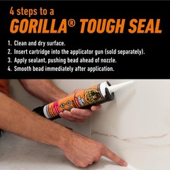 Gorilla 100% Silicone Caulk Kitchen & Bath Sealant, 10 fluid ounces, Clear