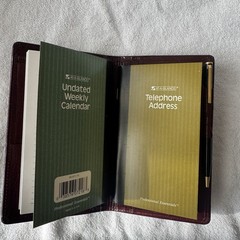 Day Timer Brown Leather Senior Pocket Planner Wallet Checkbook Organizer 4″ x 7″