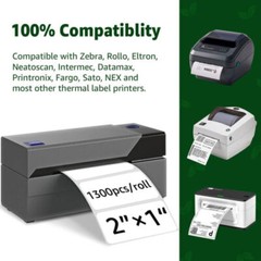 2″x1″ Direct Thermal UPC Barcode FBA Labels 1300/Roll for Zebra & Rollo Printers