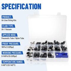 52 Pcs Quick Connect Air Hose Fitting Kit 1/4″ 3/8″ 1/2″ Push to Connect Air Fit