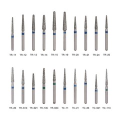 100 Types AZDENT Dental Diamond Burs High Speed Handpiece Friction Grip