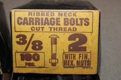 2 Boxes of 100 Lamson 3/8″ x 2″ Ribbed Carriage Bolts & Nuts Vintage USA