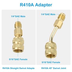 R410A Adapter 5/16″ to 1/4″ SAE Flare For HVAC Maintenance Vacuum Connection