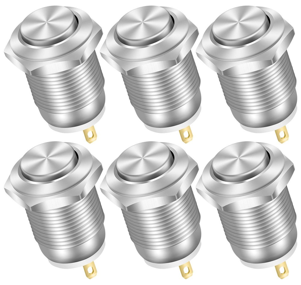 6pcs 12mm Momentary Push Button Switch 12V Waterproof Power Pushbutton Small …
