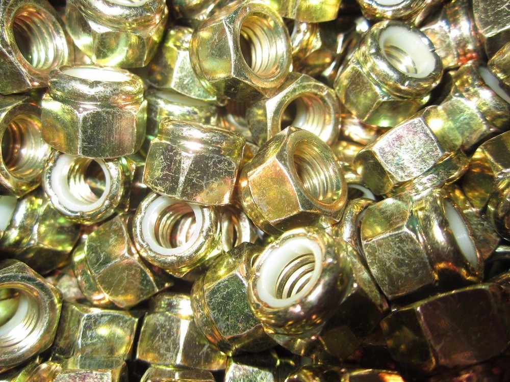 Grade 8 Nylon Insert Hex Lock nut Yellow Zinc Plated / 660pcs Nyloks Fine Thread